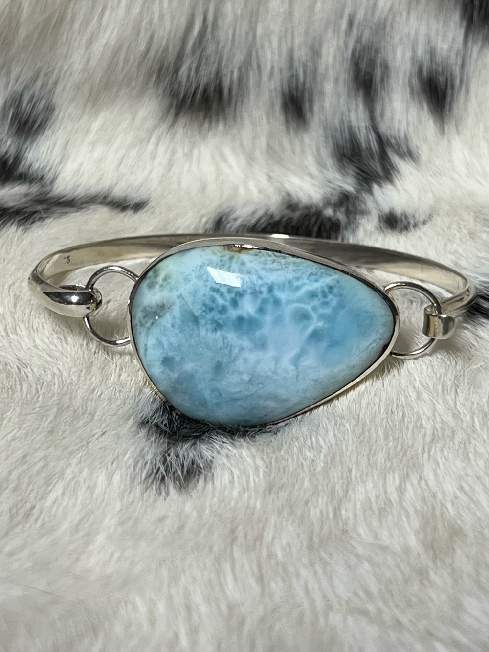 1980’s Sterling Silver Bracelet with Blue Larimar Stone